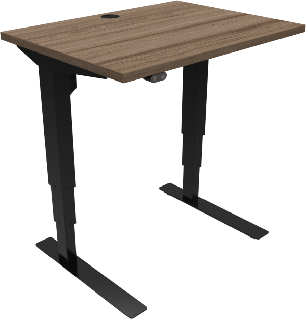 To-bens hæve-/sænkebord ZenNord VersaStand i valnød mørk natur/sort justerbart 57-122 cm højde Open frame design skrivebord