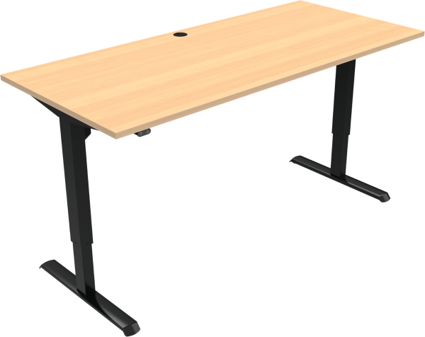 To-bens hæve-/sænkebord skrivebord ZenNord AdaptDesk - bøg/natur & sort stel, højde 68 - 118 cm