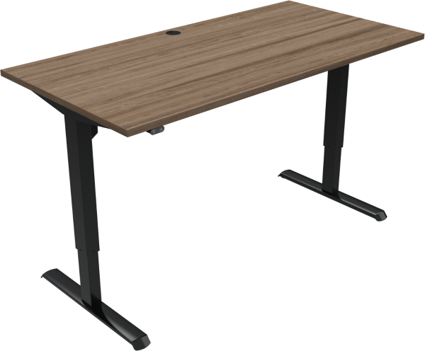 To-bens hæve-/sænkebord skrivebord ZenNord AdaptDesk firkantet 160x80 cm H68-118 cm mørk valnød/sort