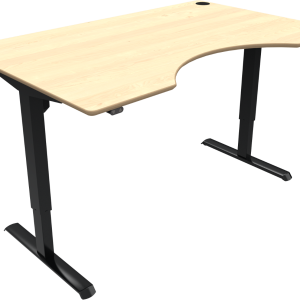 To-bens hæve-/sænkebord skrivebord ZenNord AdaptDesk med centerudskæring ahorn/sort 160x100 cm justerbar 68-118 cm