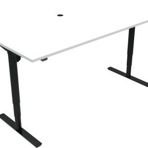 To-bens hæve-/sænkebord skrivebord ZenNord ComfortZone firkantet 180x80 cm (65-125 cm justerbar) hvid MFC bordplade med sorte ben