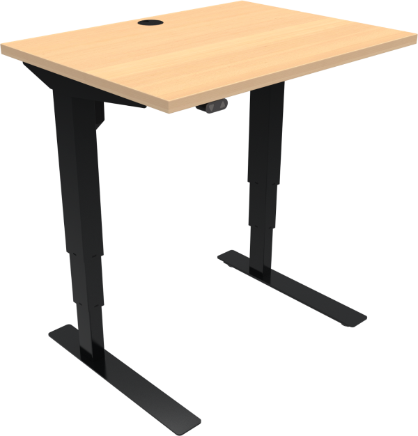 To-bens hæve-/sænkebord skrivebord ZenNord VersaStand natur/sort H57-122 x 60 x 80 cm