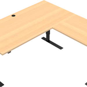 Tre-bens hæve-/sænkebord ZenNord VersaStand firkantet skrivebord natur/sort 57 - 122 cm 160x160 cm model 501-37