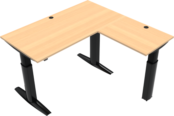 Tre-bens hæve-/sænkebord skrivebord ZenNord ElevateLine firkantet 160x160 cm natur/sort