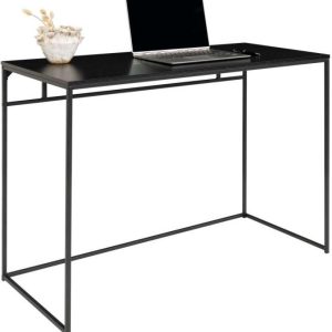 Valencia skrivebord 100 x 45 cm i sort metalstel og med sort bordplade.