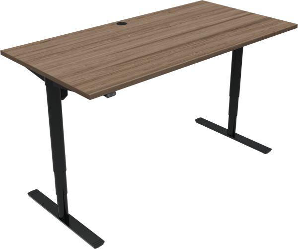ZenNord ComfortZone firkantet hæve-/sænkebord skrivebord i valnød/sort H65-125 x 80 x 160 cm