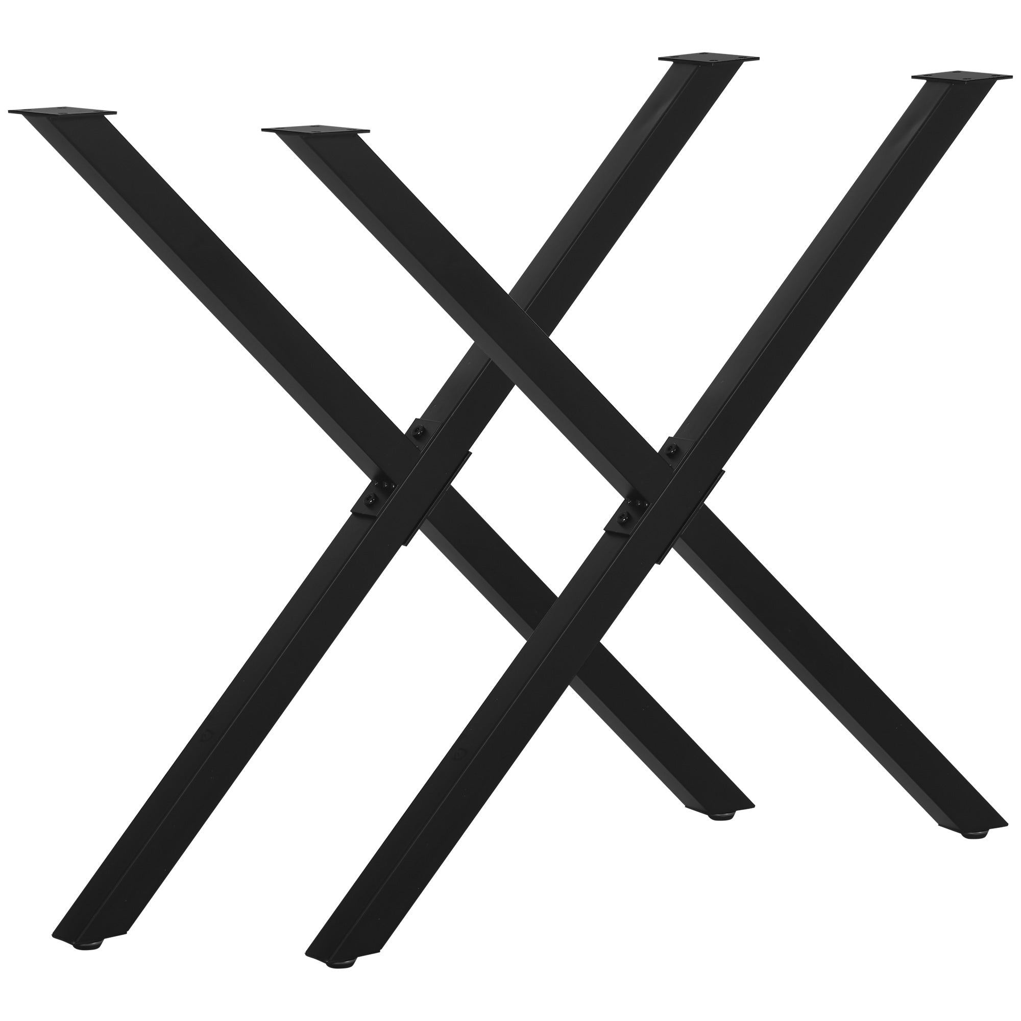 2 Stk. stålbordben bordfødder til spisebord skrivebord sofabord bordstel i x-form sort 72 cm
