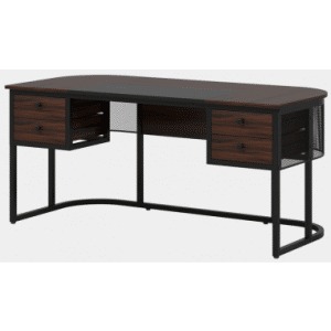 Skrivebord i metal og MDF 160 x 80 cm - Sort/Brun