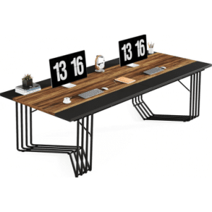 Skrivebord i metal og MDF 200 x 100 cm - Sort/Brun
