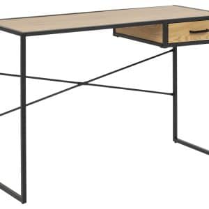 ACT NORDIC Seaford skrivebord - natur/sort papir vildeg/metal, m. 1 skuffe (110x45)