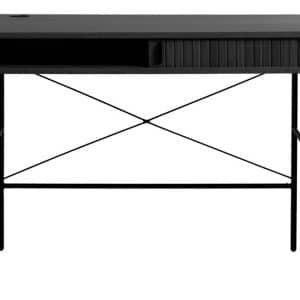 Nola skrivebord, m. 2 skydelåger - sort egetræsfinér og sort metal (60x120)