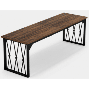 Skrivebord i metal og møbelplade 200 x 70 cm - Sort/Brun